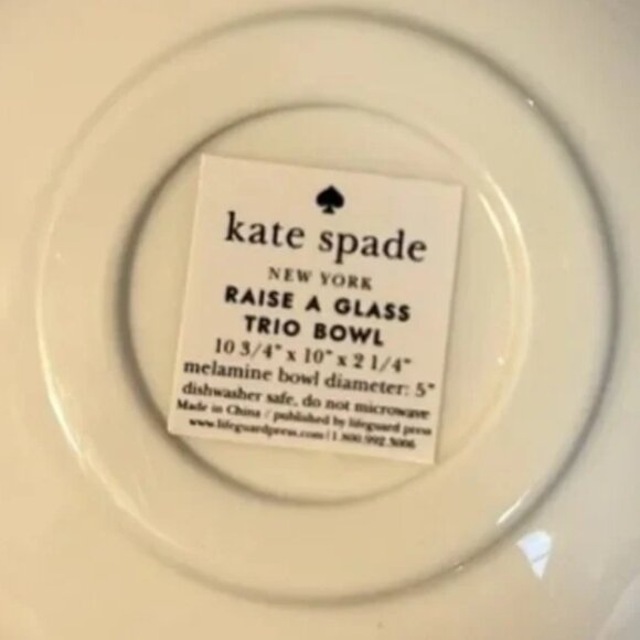 Kate Spade 1, 2, 3 Raise A Glass Trio Bowls NWT - Picture 4 of 4